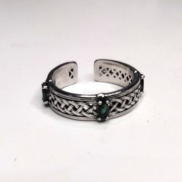 Celtic Emerald Ring Adjustable Silver Plated St Patrick's Christmas Irish Gift! - Picture 2 of 6